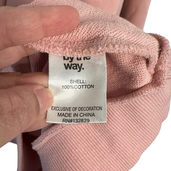 By The Way Delia Rose Pink Cold Shoulder Sweatshirt Hoodie Dress NWT - Picture 9 of 11